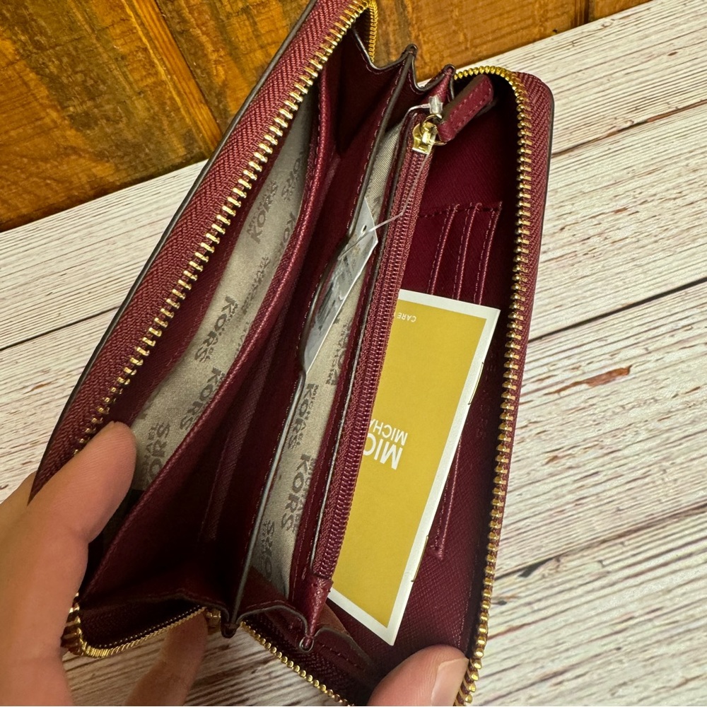 Michael Kors Jet Set Pebble Leather Wallet - Mulberry - Picture 3 of 5